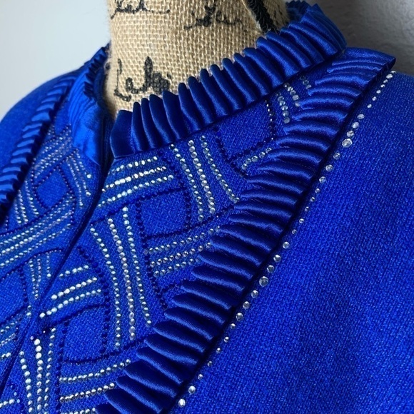 Vintage Dominique Palacios  Long Sleeve Dressy Sweater Jacket Cobalt Blue XL - Picture 7 of 8